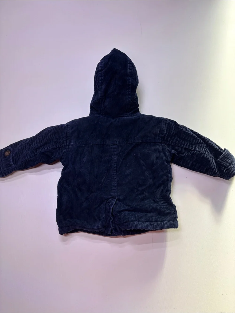 Old Navy Baby 6-12M Navy Corduroy Sherpa Lined Hooded Toggle Jacket